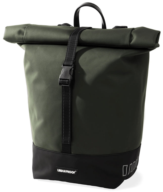 Gerecyclede enkele fietstas Urban Proof Rolltop 20 liter 30 x 15 x 42cm - groen