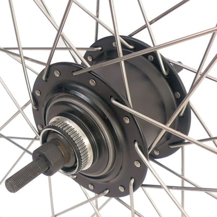 Roue arrière 28 pouces moyeu Nexus 8 (noir) - jante ZAC19 (noir) avec rayons inox - pour frein à disque