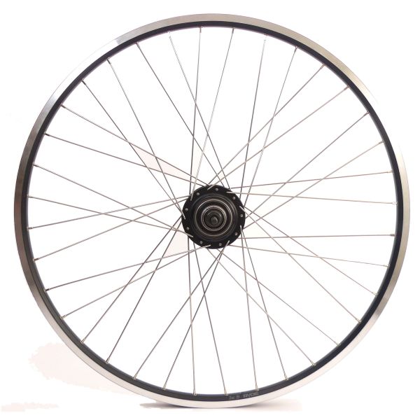 Achterwiel 28 inch Nexus 8 naaf (zwart) - ZAC19 velg (zwart) met RVS spaken - voor schijfrem
