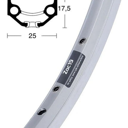 Velg Ryde ZAC 19 28" / 622*19C - zilver - afbeelding 3