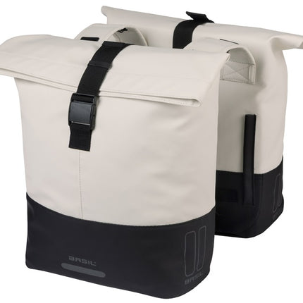 Dubbele fietstas Basil Cove 28-32L 14 x 29 x 36 cm - wit/zwart