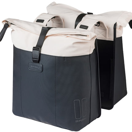 Dubbele fietstas Basil Vive 28-35L 14 x 30 x 38 cm - wit/zwart