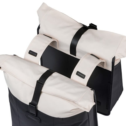Dubbele fietstas Basil Vive 28-35L 14 x 30 x 38 cm - wit/zwart - afbeelding 3