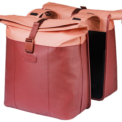 Dubbele fietstas Basil Vive 28-35L 14 x 30 x 38 cm - bordeaux/roze