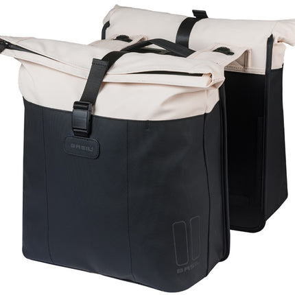 Dubbele fietstas Basil Vive MIK 28-35L 14 x 30 x 38 cm - wit/zwart