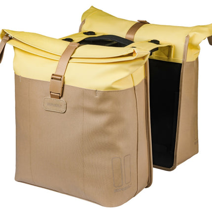 Dubbele fietstas Basil Vive MIK 28-35L 14 x 30 x 38 cm - zand/geel
