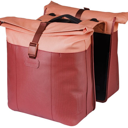 Dubbele fietstas Basil Vive MIK 28-35L 14 x 30 x 38 cm - bordeaux/roze