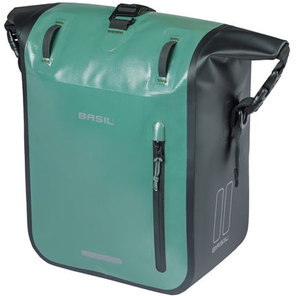 Enkele fietstas Basil Rivo M tarpaulin MIK 12-15L 14 x 25 x 38 cm - groen/zwart