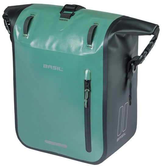 Enkele fietstas Basil Rivo M tarpaulin MIK 12-15L 14 x 25 x 38 cm - groen/zwart