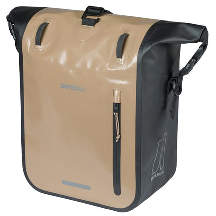 Enkele fietstas Basil Rivo M  tarpaulin MIK 12-15L 14 x 25 x 38 cm - zand/zwart