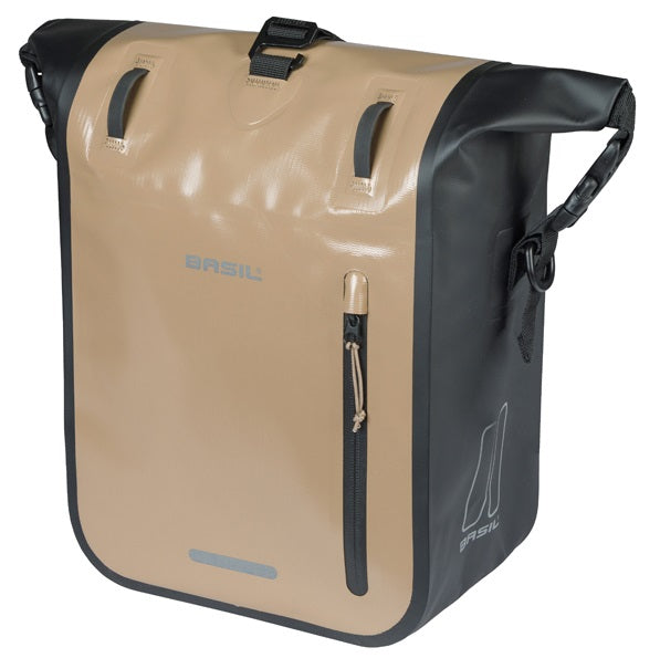 Enkele fietstas Basil Rivo M  tarpaulin MIK 12-15L 14 x 25 x 38 cm - zand/zwart