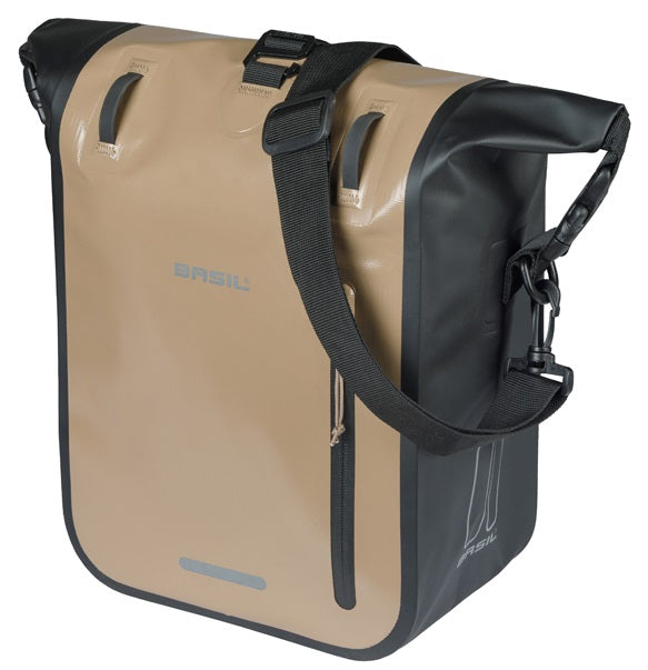 Enkele fietstas Basil Rivo M  tarpaulin MIK 12-15L 14 x 25 x 38 cm - zand/zwart - afbeelding 2