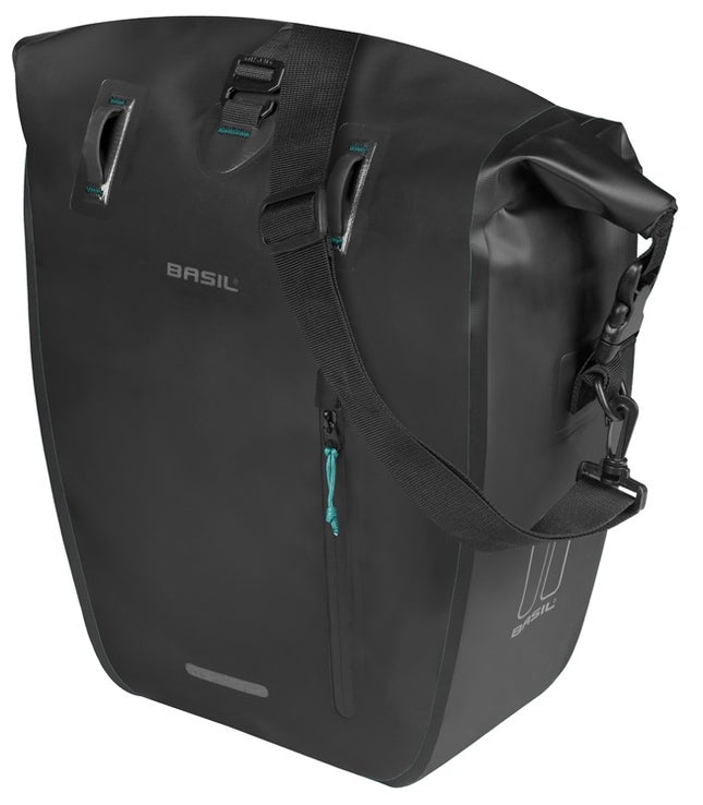 Enkele fietstas Basil Rivo L tarpaulin MIK 25-31L 14 x 28 x 43 cm - zwart