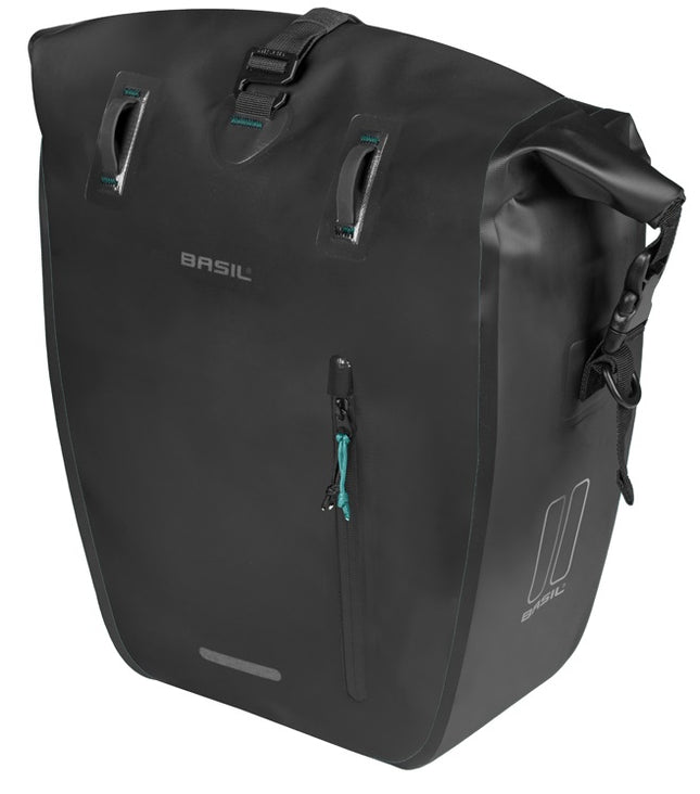 Enkele fietstas Basil Rivo L tarpaulin MIK 25-31L 14 x 28 x 43 cm - zwart - afbeelding 2
