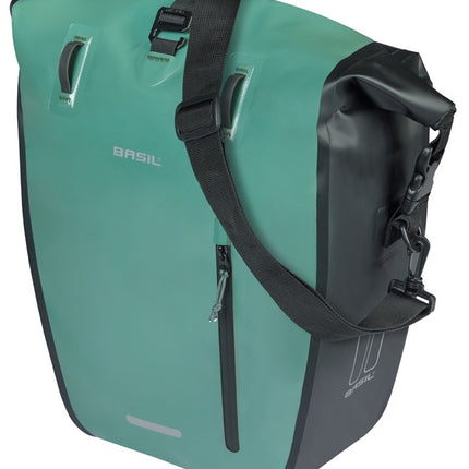 Enkele fietstas Basil Rivo L tarppaulin MIK 25-31L 14 x 28 x 43 cm - groen/zwart - afbeelding 2