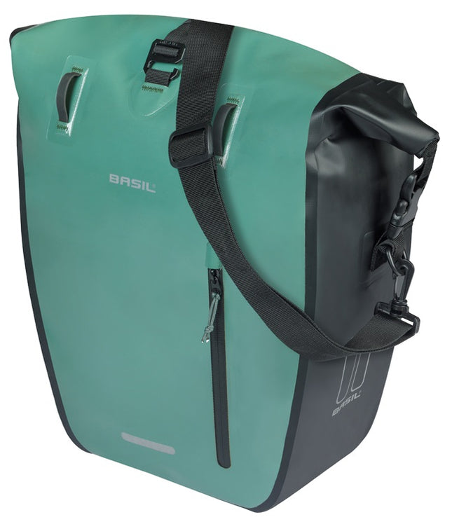 Enkele fietstas Basil Rivo L tarppaulin MIK 25-31L 14 x 28 x 43 cm - groen/zwart - afbeelding 2