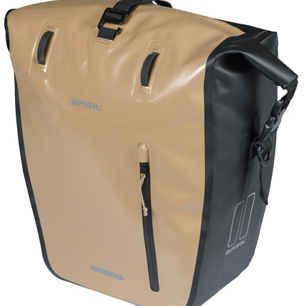 Enkele fietstas Basil Rivo L tarpaulin MIK 25-31L 14 x 28 x 43 cm - zand/zwart