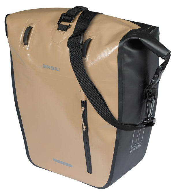 Enkele fietstas Basil Rivo L tarpaulin MIK 25-31L 14 x 28 x 43 cm - zand/zwart - afbeelding 2