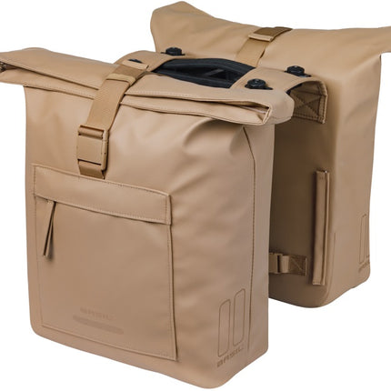 Dubbele fietstas Basil Brooklyn MIK 41L 14 x 30 x 37 cm - zand