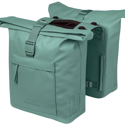Dubbele fietstas Basil Brooklyn MIK 41L 14 x 30 x 37 cm - groen