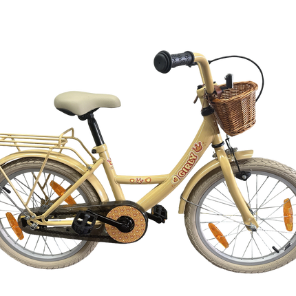 Kinderfiets Bikefun Girly 18 inch - met mandje en remnaaf - Goud