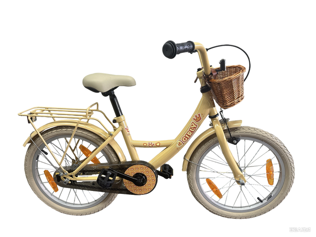 Kinderfiets Bikefun Girly 18 inch - met mandje en remnaaf - Goud
