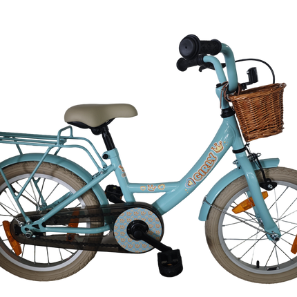 Kinderfiets Bikefun Girly 16 inch - met mandje en remnaaf - Blauw