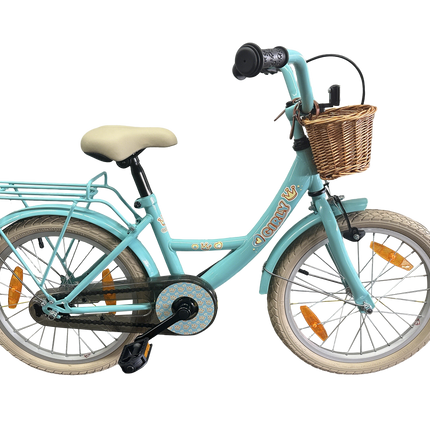 Kinderfiets Bikefun Girly 18 inch - met mandje en remnaaf - Blauw