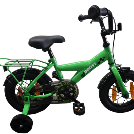 Kinderfiets Bikefun Boost 12 inch - met zijwieltjes en remnaaf - Groen