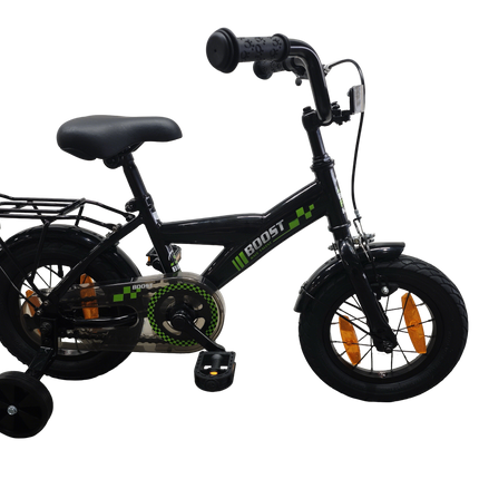 Kinderfiets Bikefun Boost 12 inch - met zijwieltjes en remnaaf - Zwart
