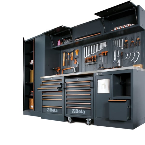 Werkplaatsinrichting Beta Tools C45PRO 2.0 X (RVS gecoat MDF werkblad) inclusief gratis 268-delige gereedschapsset - afbeelding 2