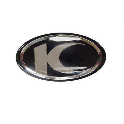 sticker Kymco original logo thick black/chrome new like, super-8 86102-alg1-e00-t01