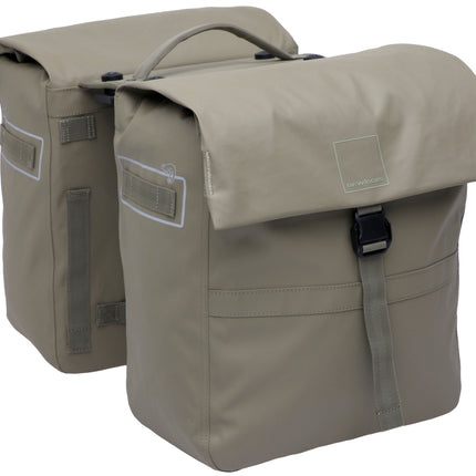 Dubbele fietstas New Looxs Leeds Double MIK 2.0 - 38 liter - 33 x 18 x 38 cm (2x) - Taupe