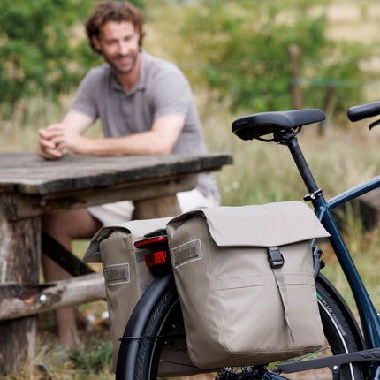 Dubbele fietstas New Looxs Leeds Double MIK 2.0 - 38 liter - 33 x 18 x 38 cm (2x) - Taupe - afbeelding 8