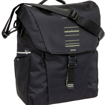 Enkele fietstas New Looxs Vigo Single - 20 liter - 30 x 19 x 40 cm - Black-Green