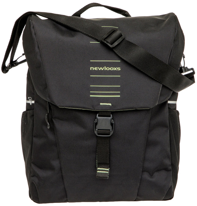 Enkele fietstas New Looxs Vigo Single - 20 liter - 30 x 19 x 40 cm - Black-Green - afbeelding 2