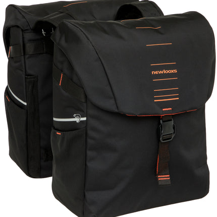 Dubbele fietstas New Looxs Vigo Double - 40 liter - 30 x 19 x 40 cm (2x) - Black-Orange