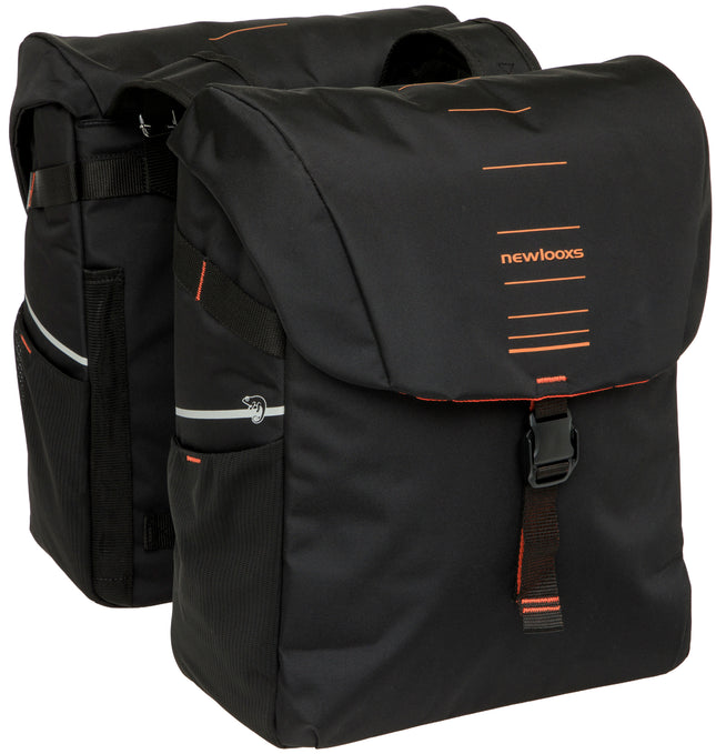 Dubbele fietstas New Looxs Vigo Double - 40 liter - 30 x 19 x 40 cm (2x) - Black-Orange