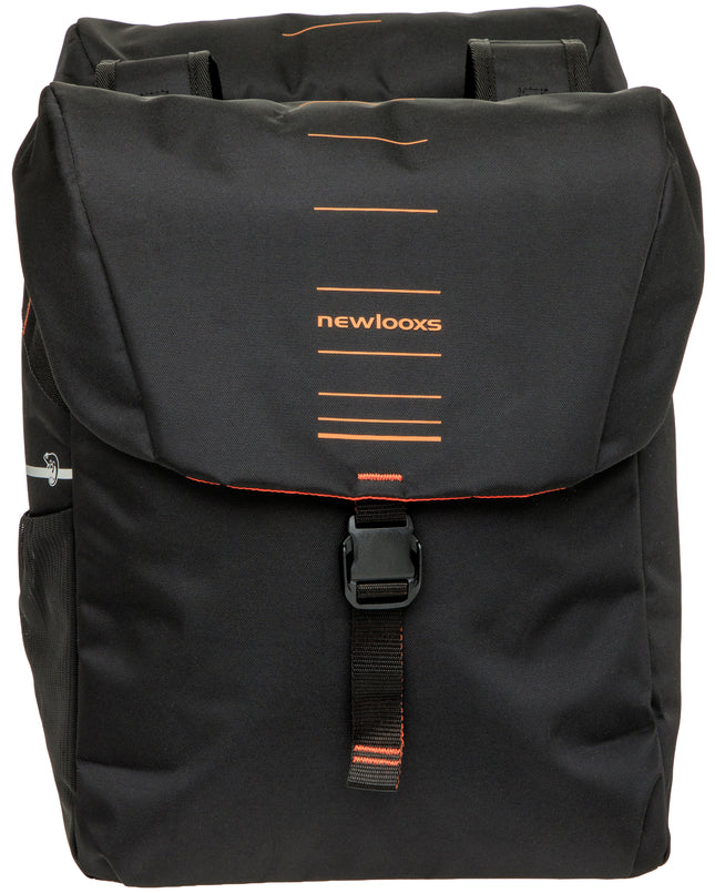 Dubbele fietstas New Looxs Vigo Double - 40 liter - 30 x 19 x 40 cm (2x) - Black-Orange - afbeelding 2
