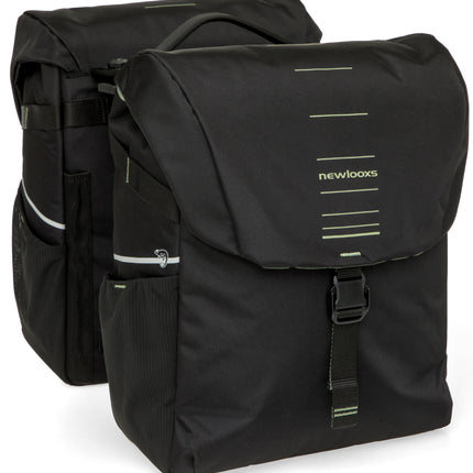 Dubbele fietstas New Looxs Vigo Double MIK 2.0 - 40 liter - 30 x 19 x 40 cm (2x) - Black-Green