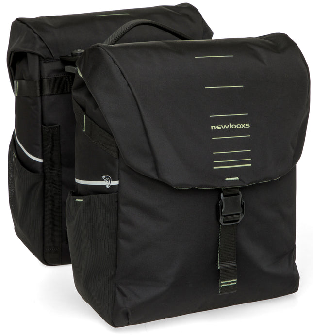 Dubbele fietstas New Looxs Vigo Double MIK 2.0 - 40 liter - 30 x 19 x 40 cm (2x) - Black-Green