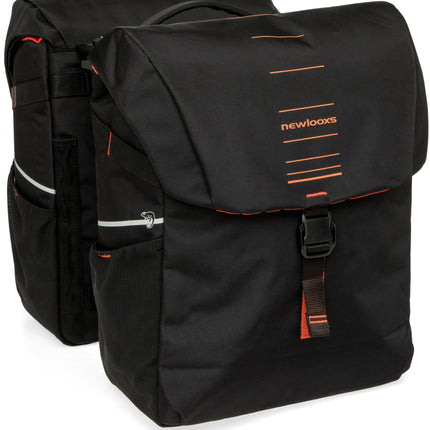 Dubbele fietstas New Looxs Vigo Double MIK 2.0 - 40 liter - 30 x 19 x 40 cm (2x) - Black-Orange