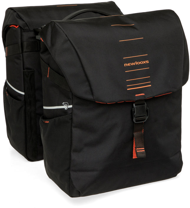 Dubbele fietstas New Looxs Vigo Double MIK 2.0 - 40 liter - 30 x 19 x 40 cm (2x) - Black-Orange