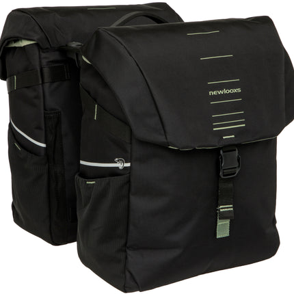 Dubbele fietstas New Looxs Vigo Double RackTime 2.0 - 40 liter - 30 x 19 x 40 cm (2x) - Black-Green