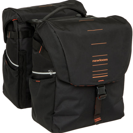 Dubbele fietstas New Looxs Vigo Double RackTime 2.0 - 40 liter - 30 x 19 x 40 cm (2x) - Black-Orange