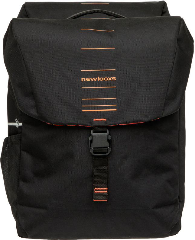 Dubbele fietstas New Looxs Vigo Double RackTime 2.0 - 40 liter - 30 x 19 x 40 cm (2x) - Black-Orange - afbeelding 2
