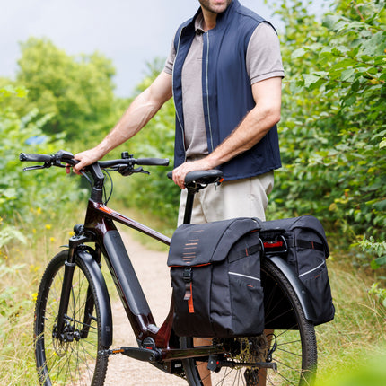Dubbele fietstas New Looxs Vigo Double RackTime 2.0 - 40 liter - 30 x 19 x 40 cm (2x) - Black-Orange - afbeelding 11