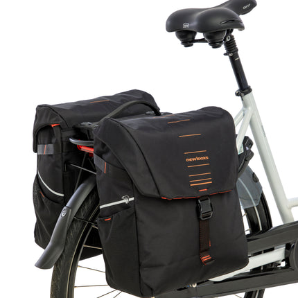 Dubbele fietstas New Looxs Vigo Double RackTime 2.0 - 40 liter - 30 x 19 x 40 cm (2x) - Black-Orange - afbeelding 5