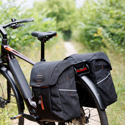 Dubbele fietstas New Looxs Vigo Double RackTime 2.0 - 40 liter - 30 x 19 x 40 cm (2x) - Black-Orange - afbeelding 9