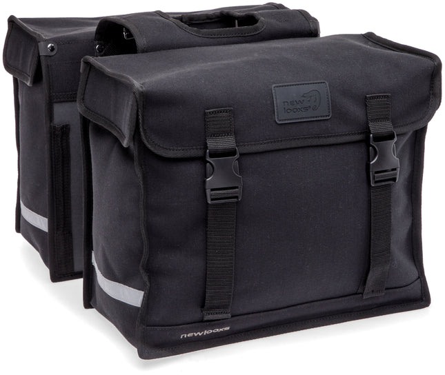 Dubbele fietstas New Looxs Canvas Deluxe - 46 liter - 39 x 18 x 33 cm (2x) - Black